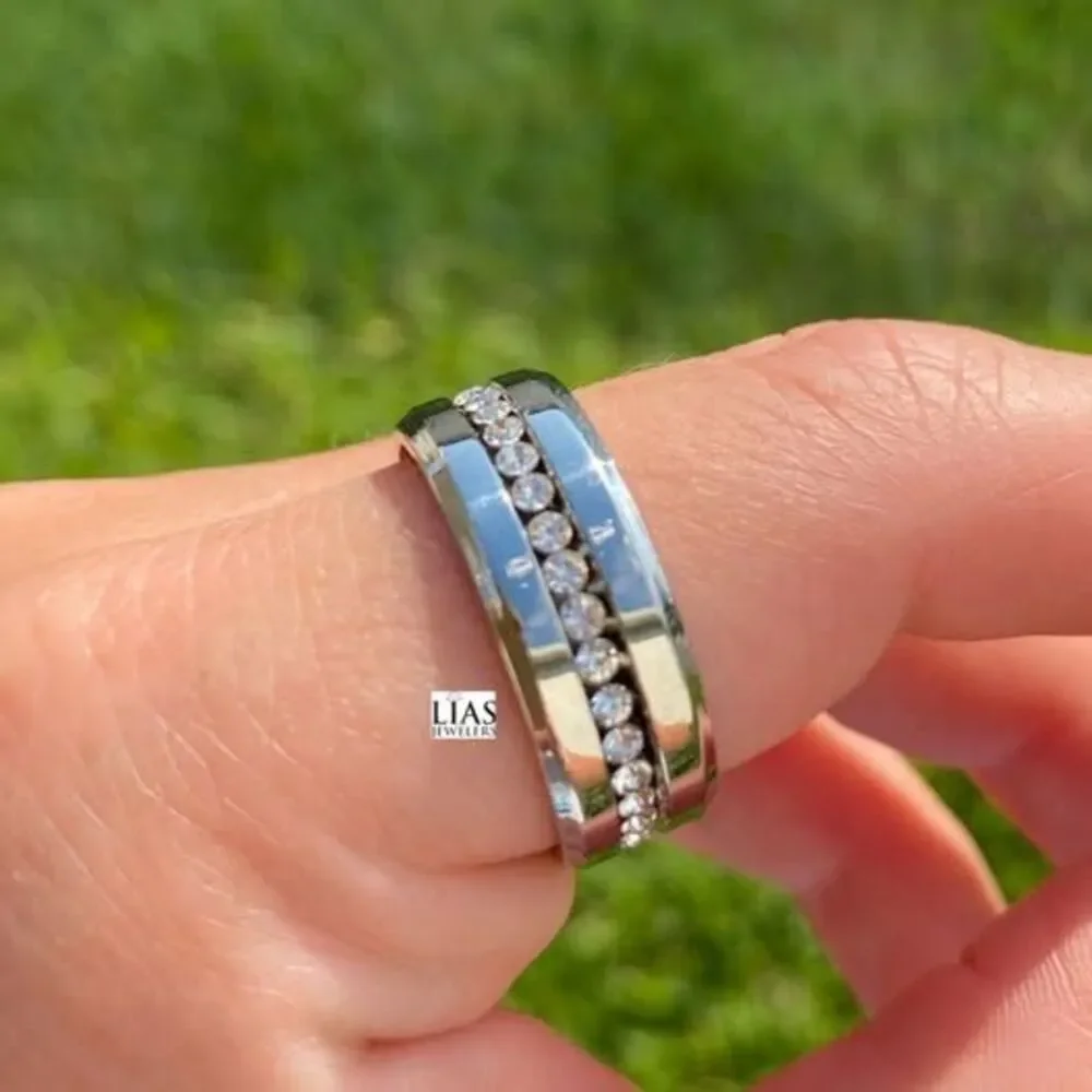 New 18k white gold men’s wedding ring men’s wedding band